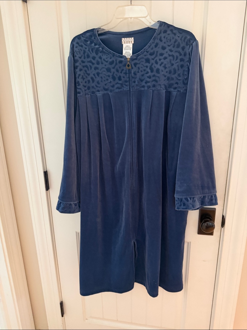 White Stag Women's Blue Velour Full Zip Robe Size 2X